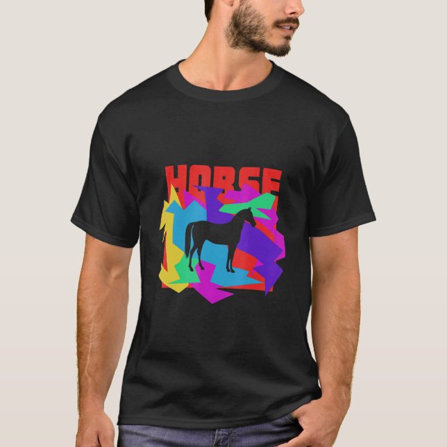 Camiseta Quebra-cabeça Mosaico Animal Cavalo (Frente)