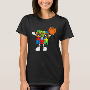 Camiseta Quebra-cabeça Piece Jogando Baskeball Autismo Aten