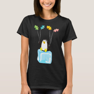 Camiseta Quebra-cabeça Pinguins Balões Autismo Consciência