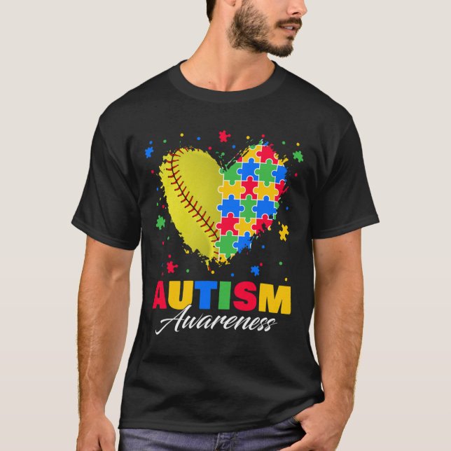 Camiseta Quebra-cabeça Softbyll Ll Autismo do coração Autis (Frente)