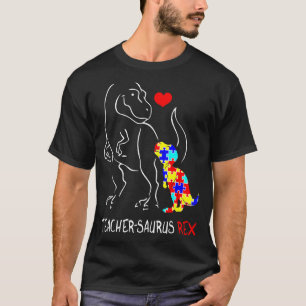 Camiseta quebra-cabeça sped autismo professor saurus rex di