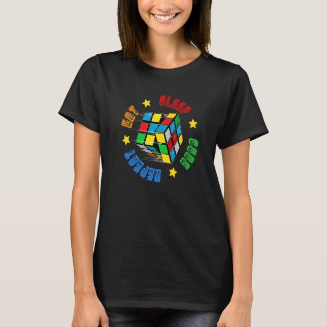 Camiseta Quebra-cabeça Speed Cuber Cubing Magia do Cubo Men (Frente)