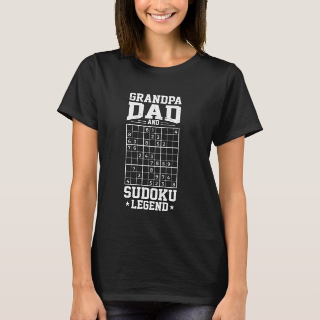 Camiseta Quebra-cabeça Sudoku Para O Avô Sudoku (Frente)