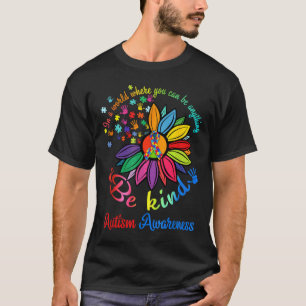 Camiseta Quebra-cabeça Sunflower Seja gentil Autismo Sensib