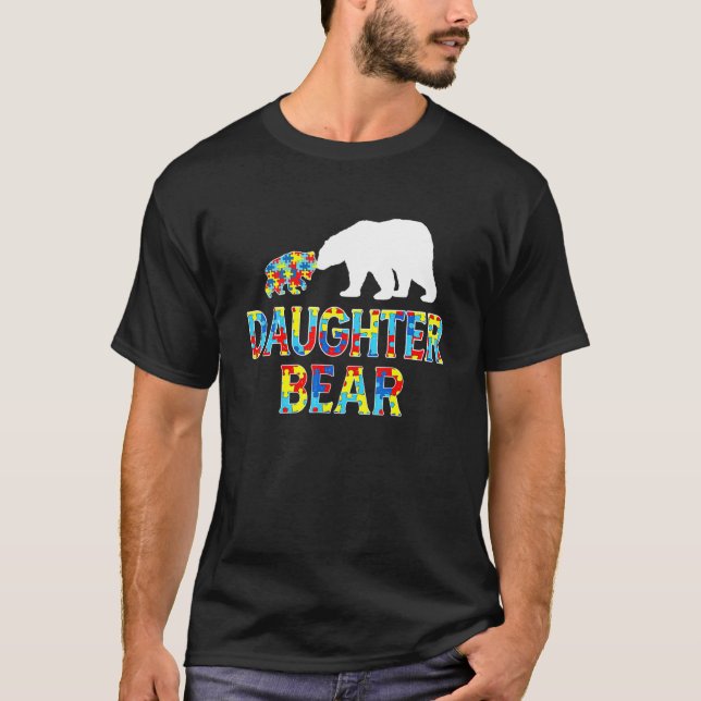 Camiseta Quebra-cabeça Urso Filha Conscientização do Autism (Frente)