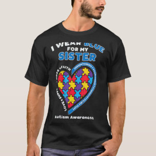 Camiseta Quebra-cabeça Vestir Azul Para Minha Irmã Autismo