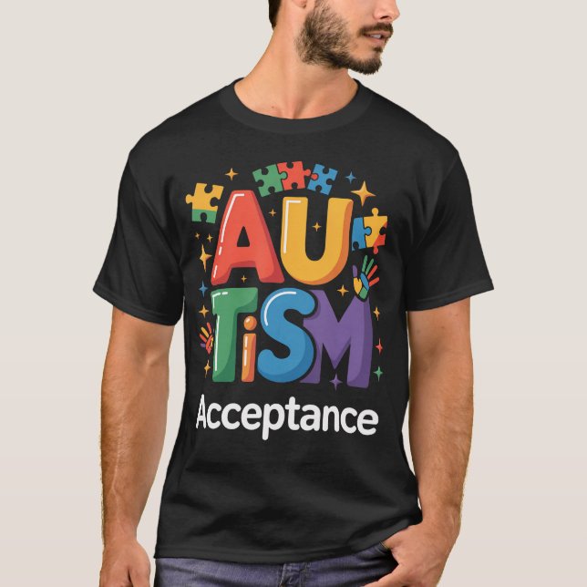 Camiseta Quebra-cabeças de Aceitação e Conscientização do A (Frente)