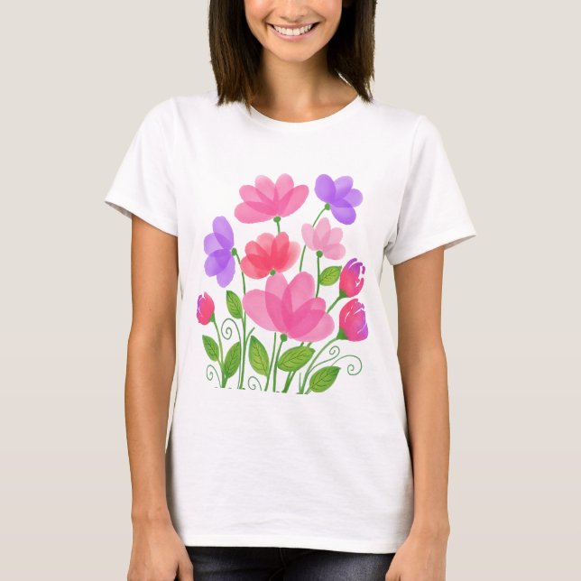 Camiseta Quebra Colorida de Flores (Frente)