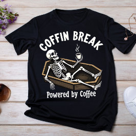 Camiseta Quebra de Coffin, Powered by Coffee Skeleton T-Shi