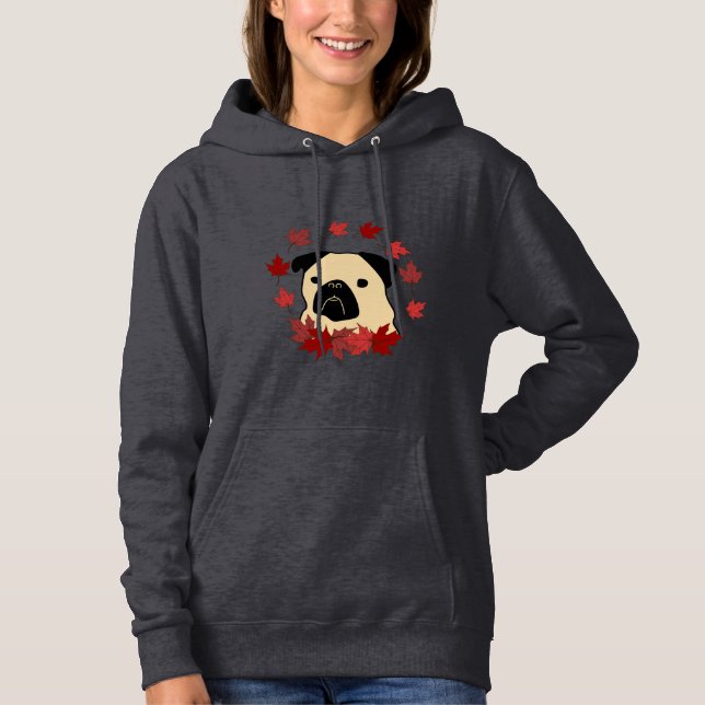 Camiseta Quebra de Pug com Folhas, Pumpkins e Girassóis (Frente)