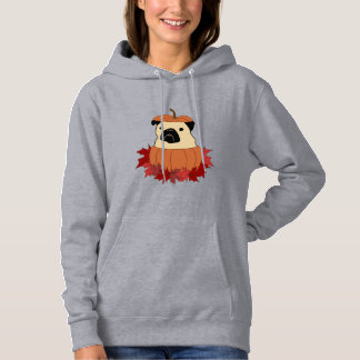 Camiseta Quebra de Pug com Folhas, Pumpkins e Girassóis