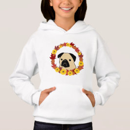 Camiseta Quebra de Pug com Folhas, Pumpkins e Girassóis