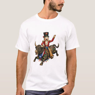 Camiseta Quebra-Nozes Touro do Texas Luz de Natal Cowboy En