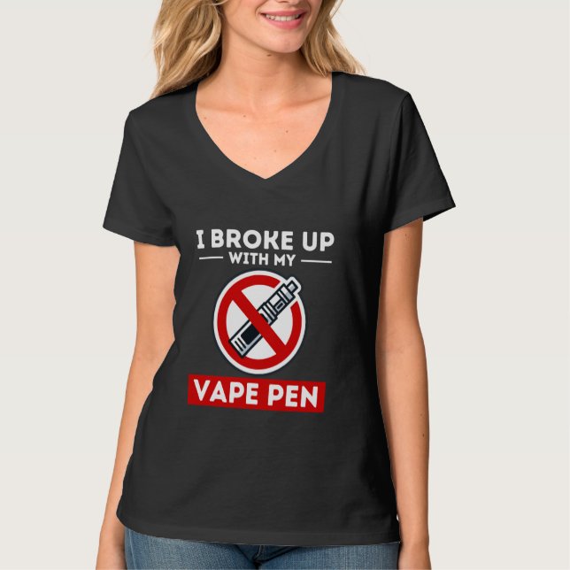 Camiseta Quebrado Com Caneta De Vape Sem Fumar Anti (Frente)