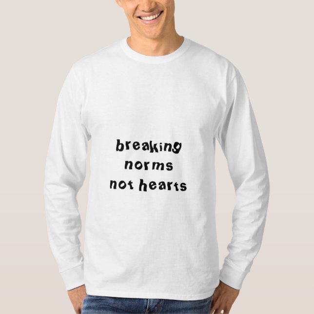 Camiseta quebrar normas não corações em branco (Frente)