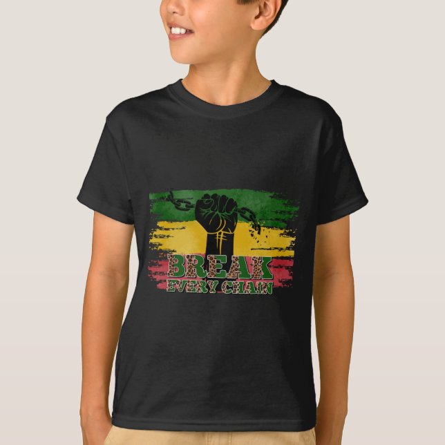 Camiseta quebre cada corrente juneteenth homens (Frente)