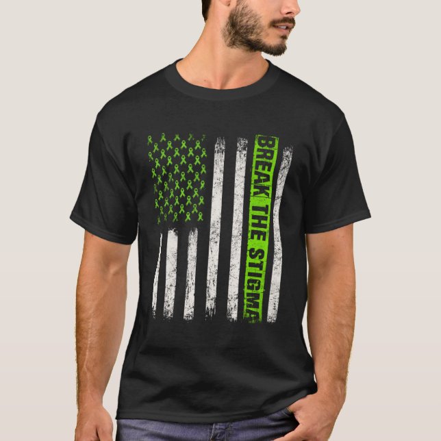 Camiseta Quebre O Estigma EUA Bandeira Sensibilização Para  (Frente)
