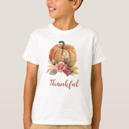 Camiseta Queda Agradável Floral Orange Pumpkin Ação de Graç