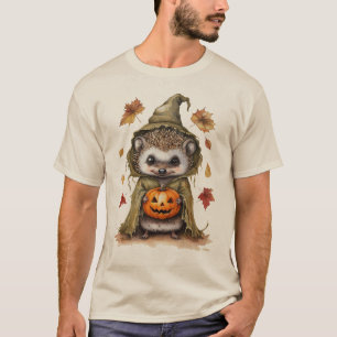 Camiseta Queda de Halloween Hedgehog   Pumpkin e Autumn L