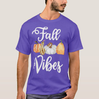 Camiseta Queda de vibrações fofinhos de outono, abóbora de