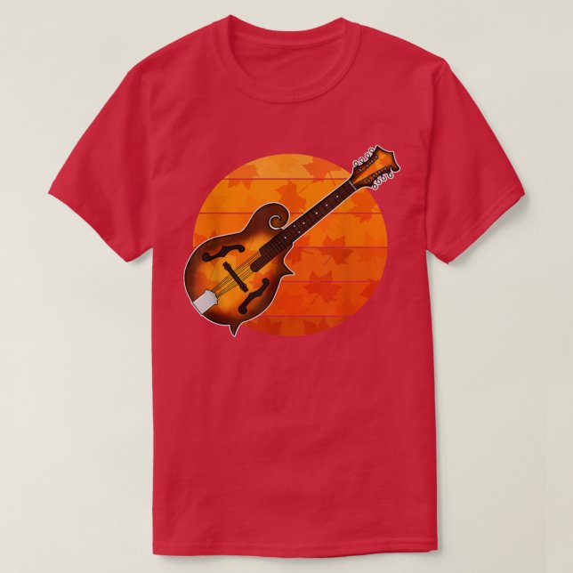 Camiseta Queda do Mandolim Mandolinista Outono Musi (Frente do Design)
