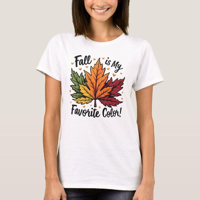 Camiseta Queda é a minha cor favorita - gradiente de folha  (Frente)