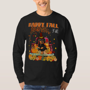 Camiseta Queda Feliz, Cão Dachshund No Caminhão Pumpkin Fa