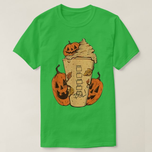 Camiseta Queda Foca-branca Vibes Café Pumpkin Spice Latte B (Frente do Design)