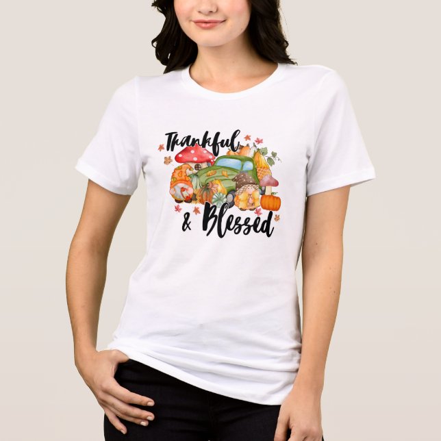Camiseta Queda Graças e Abençoado outono (Frente)