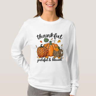 Camiseta Queda Graças Grata Abençoada, abençoada abóbora-me