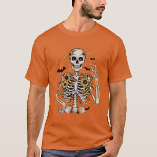 Camiseta Queda Halloween Skeleton Orange