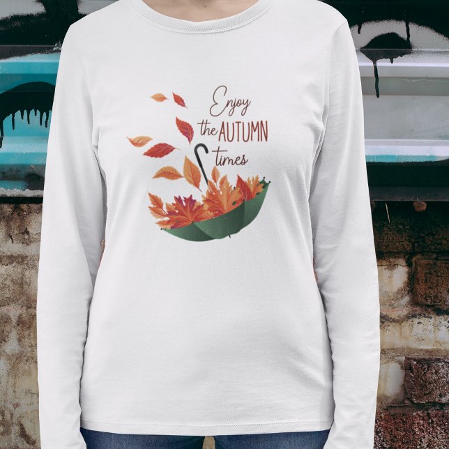 Camiseta Queda/ outono no guarda-chuva (Fall/ Autumn in Umbrella T-Shirt)