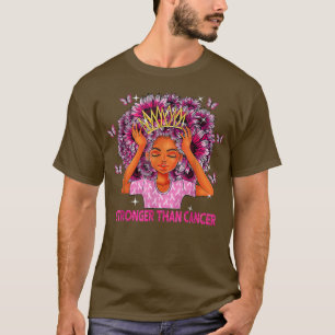 Camiseta Queen Black Women Stronger Than Breast Cancer Pink
