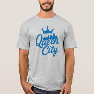 Camiseta Queen City Charlotte Skyline Design - Coroa Azul