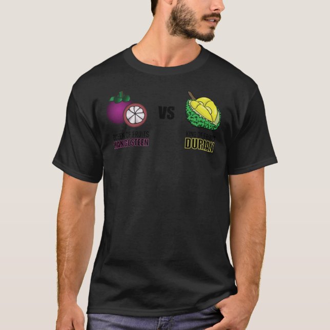 Camiseta Queen of Fruits Mangosteen vs King of Fruit Durian (Frente)