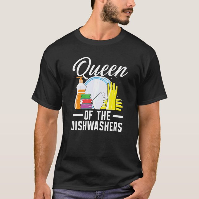 Camiseta Queen Of The Dishwashers Dishwashing Profession Jo (Frente)