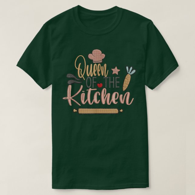 Camiseta queen of the kitchen cooking master chef hat cook  (Frente do Design)