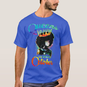 Camiseta Queen Was Born In October Black Women Happy Birthd
