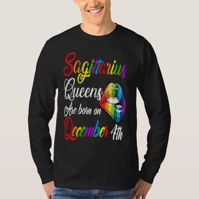 Camiseta Queens Are Born on December 4th Rainbow Lips Sagit (Frente)