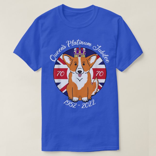 Camiseta QUEENS PLATINUM JUBILEE 19522022 Corgi em Coroa (Frente do Design)