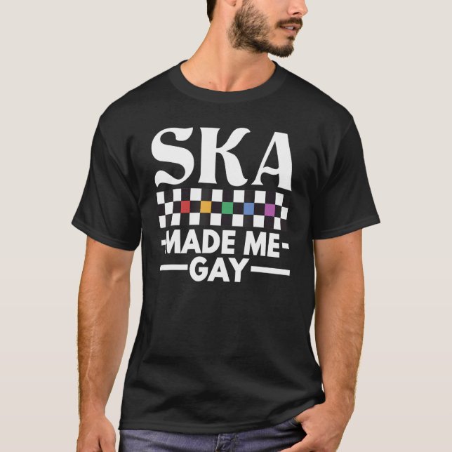 Camiseta Queer Ska Music made me gay 2 tone Checkboard Rain (Frente)