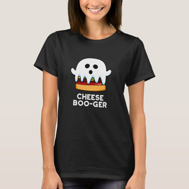 Camiseta Queijo Boo-ger Funny Ghost Pun Dark BG (Frente)