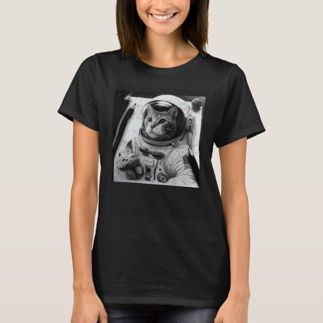 Camiseta Queijo de Astronauta de Gato (Frente)