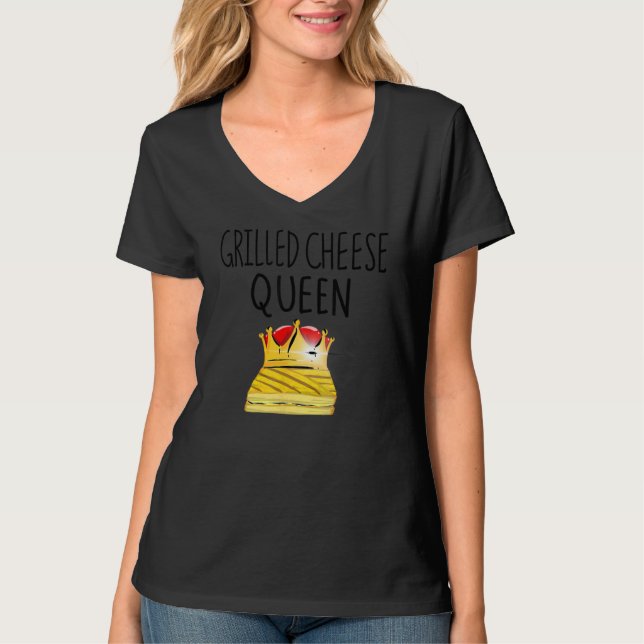 Camiseta Queijo Grelhado legal Rainha Engraçado Tostado San (Frente)