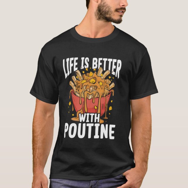 Camiseta Queijos Curdos Fries franceses Quebec Poutine indu (Frente)