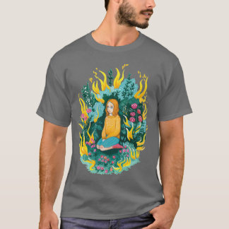 Camiseta Queimá-la Gouache Ilustração de uma Garota em um B
