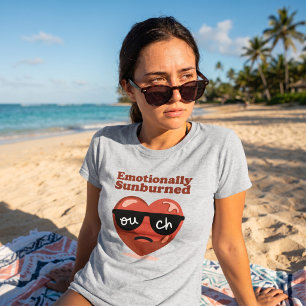 Camiseta Queimado pelo Sol Emocionalmente Coração Divertido