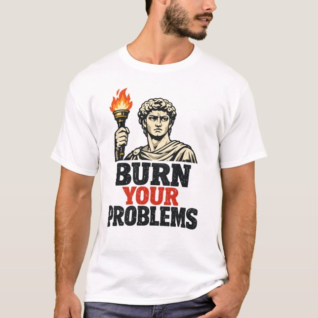 camiseta : QUEIME SEUS PROBLEMAS (Frente)