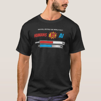 Camiseta Quem Destruirá o Mundo Primeiro? Humanos vs IA Div