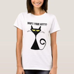 Camiseta Quem é seu gatinho? Camisolas de alças engraçadas